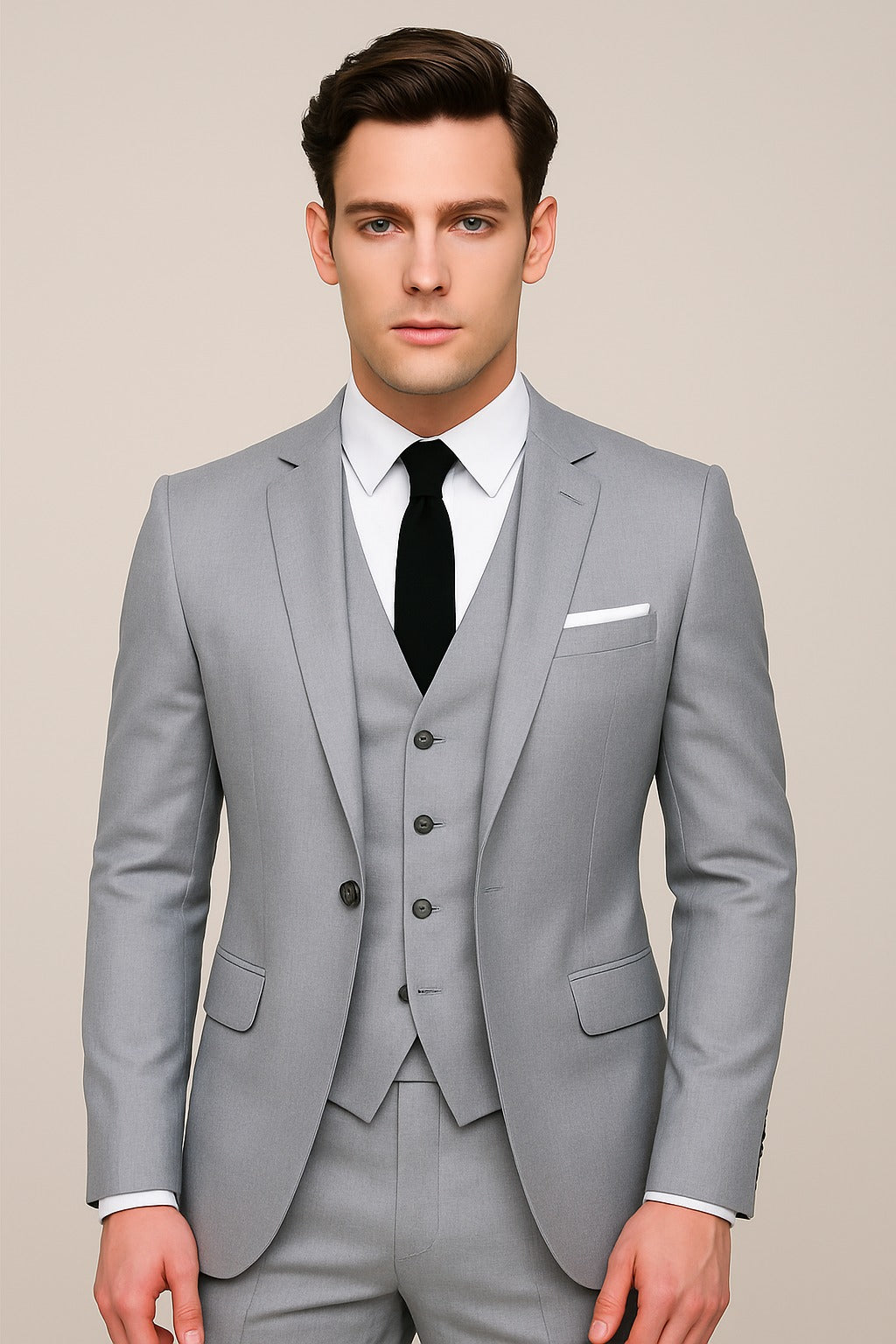 Men's Three Piece Formal Suit Set with Notch Lapel