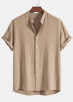 Men's Two Piece Set with Short Sleeve Shirt and Drawstring Trousers