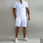 Men's Two Piece Short Set with Quarter Zip Polo and Shorts