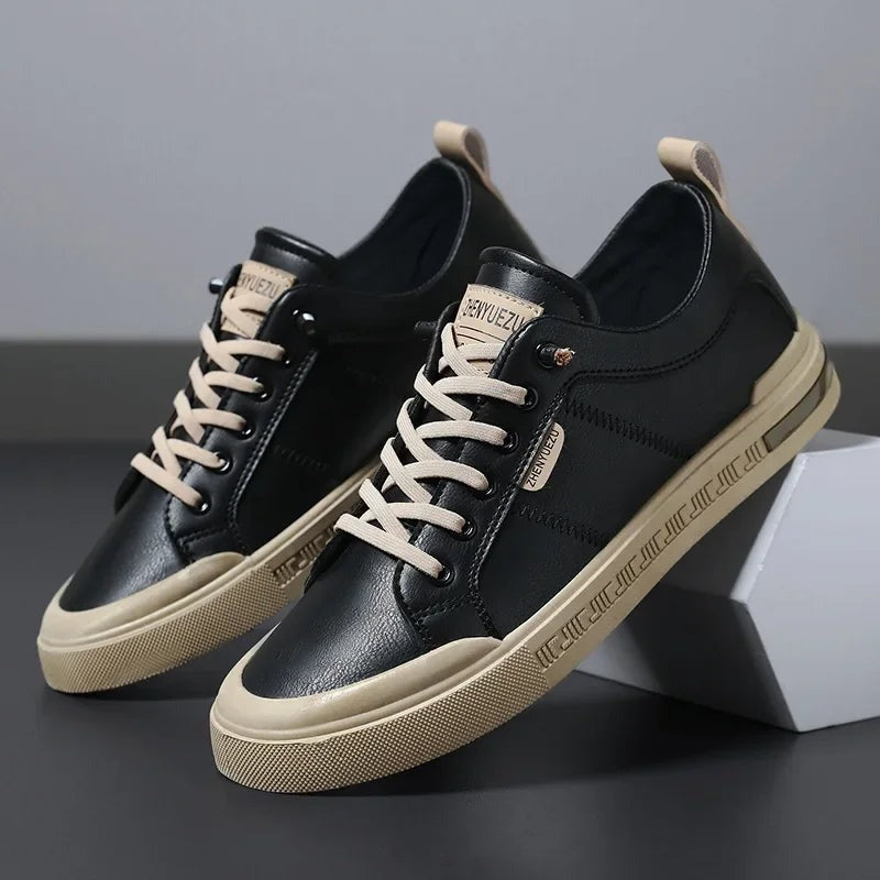 Men's Walking Lace-Up Trainers with Contrast Sole
