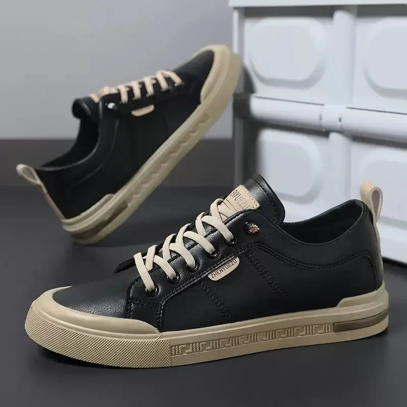Men's Walking Lace-Up Trainers with Contrast Sole