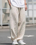 Men's Wide-Leg Trousers with Drawstring Waist and Side Pockets