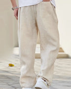 Men's Wide-Leg Trousers with Drawstring Waist and Side Pockets