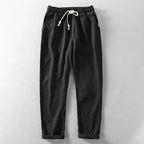 Men's Wide-Leg Trousers with Visible Woven Texture and Elasticated Waistband