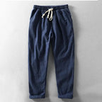 Men's Wide-Leg Trousers with Visible Woven Texture and Elasticated Waistband