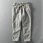 Men's Wide-Leg Trousers with Visible Woven Texture and Elasticated Waistband