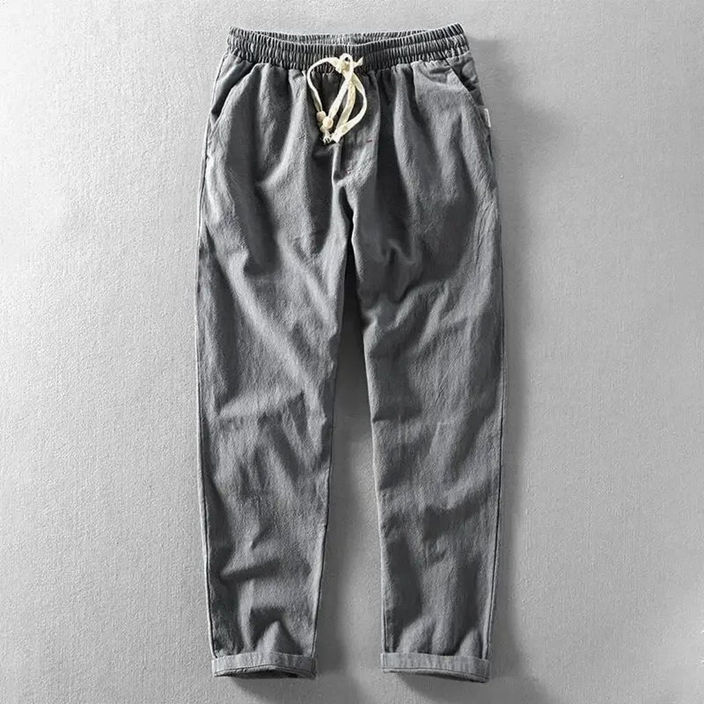 Men's Wide-Leg Trousers with Visible Woven Texture and Elasticated Waistband