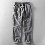Men's Wide-Leg Trousers with Visible Woven Texture and Elasticated Waistband