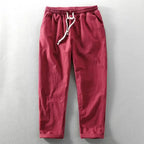 Men's Wide-Leg Trousers with Visible Woven Texture and Elasticated Waistband