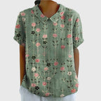 Women's Floral Tunic Blouse with Short Sleeves