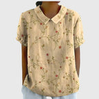Women's Floral Tunic Blouse with Short Sleeves