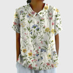 Women's Floral Tunic Blouse with Short Sleeves