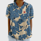 Women's Floral Tunic Blouse with Short Sleeves