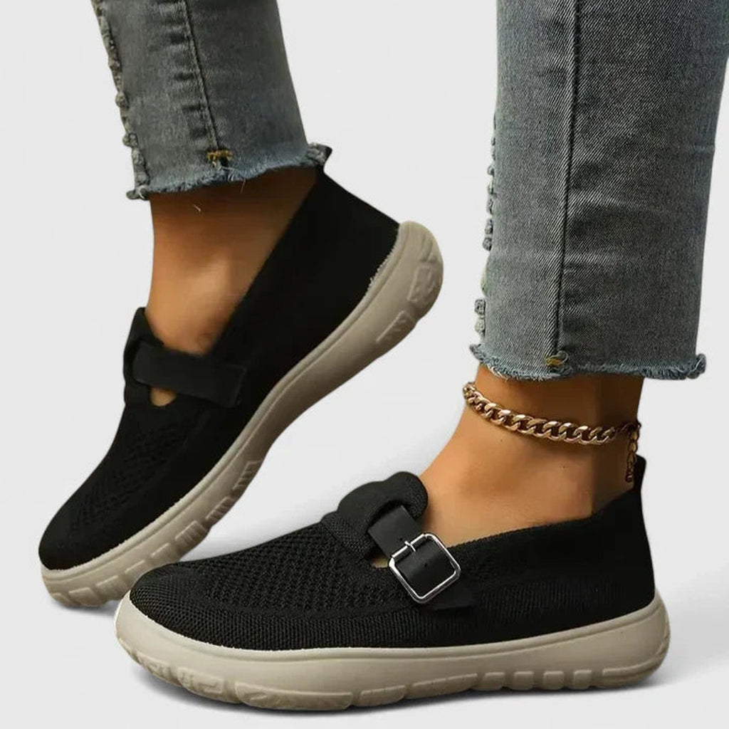 Women's Slip On Walking Shoes with Buckle Strap