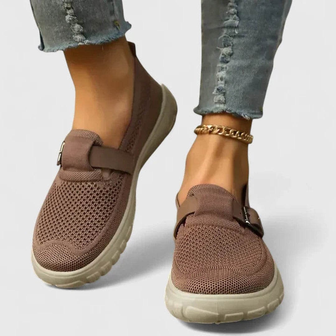 Women's Slip On Walking Shoes with Buckle Strap