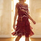 Women's Summer Evening Dress with Tiered Skirt