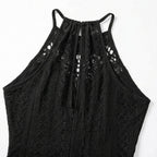 Women's Summer Party Midi Dress with Halter Neck and Open Back