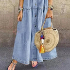 Women's Summer Shirt Maxi Dress with Chest Pockets
