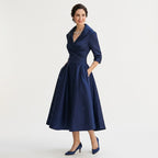 Women's Wedding Guest Evening Midi Dress with Pockets