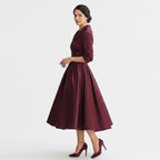 Women's Wedding Guest Evening Midi Dress with Pockets