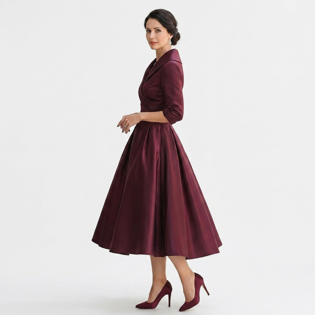 Women's Wedding Guest Evening Midi Dress with Pockets