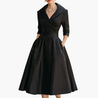 Women's Wedding Guest Evening Midi Dress with Pockets