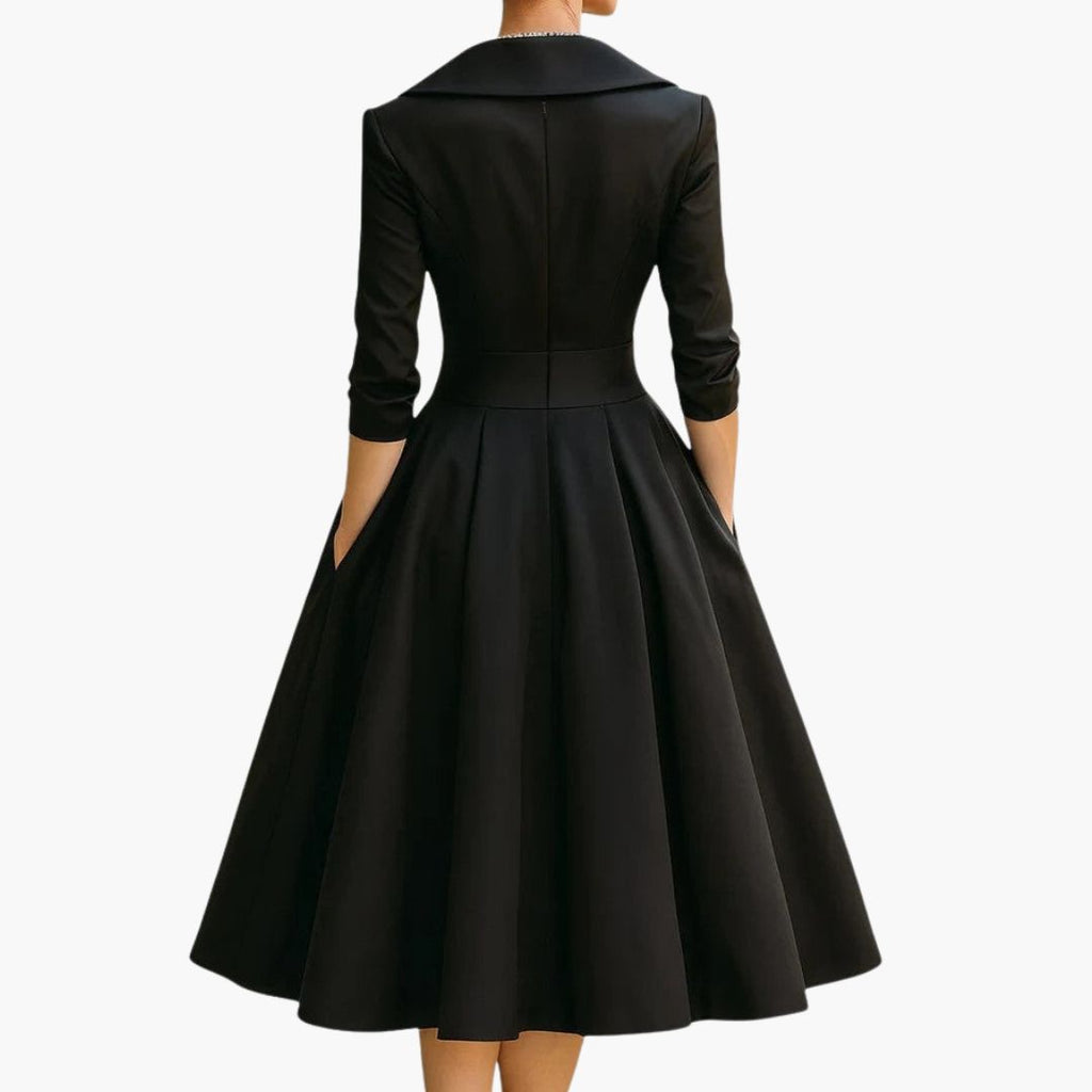 Women's Wedding Guest Evening Midi Dress with Pockets