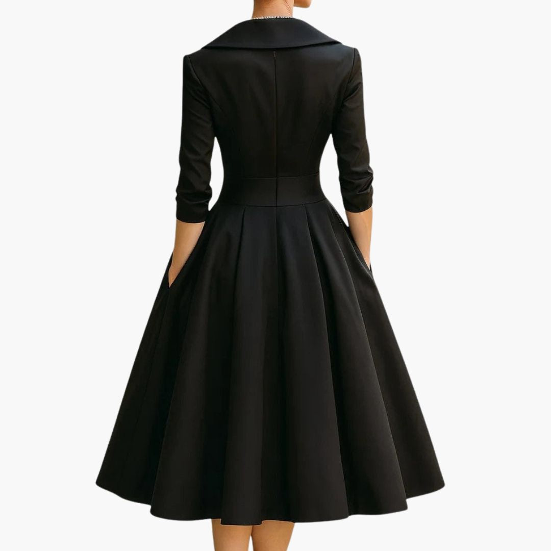 Women's Wedding Guest Evening Midi Dress with Pockets
