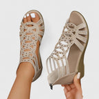 Women's Wedge Closed Toe Sandals with Cut-Out Upper