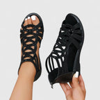 Women's Wedge Closed Toe Sandals with Cut-Out Upper