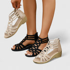 Women's Wedge Closed Toe Sandals with Cut-Out Upper