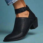 Women's Ankle Boots with Cut-Out Sides and Braided Ankle Strap