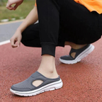 Women's Backless Mesh Slip-On Mules with Side Cutout and White Sole