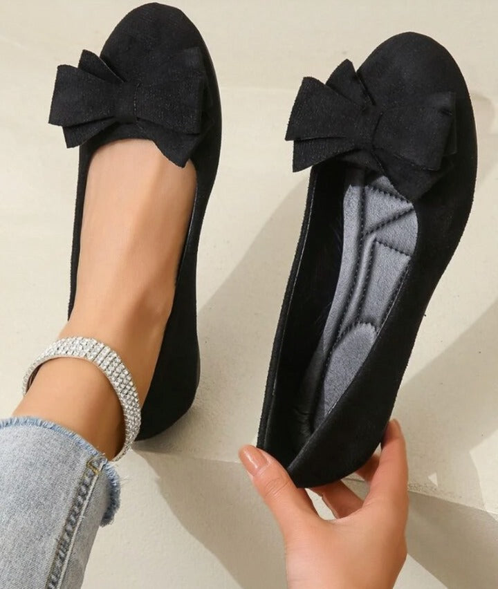 Women's Ballet Slip On Flats with Bow Detail