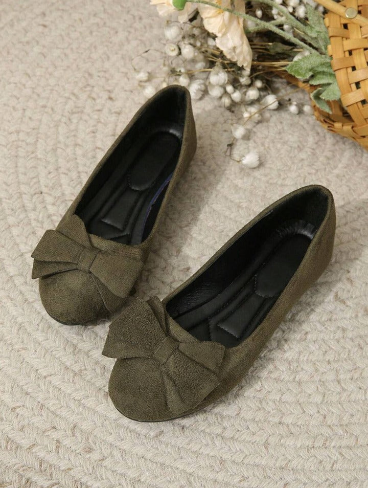 Women's Ballet Slip On Flats with Bow Detail
