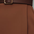 Womens Belted Midi Dress with Wrap V-Neckline and Three Quarter Sleeves and Side Pockets