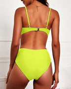 Women's Bikini Set with Crossover Wrap Top and Ruched High-Waist Bottom