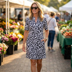 Women's Boho Summer Mini Dress with V-Neck and Flared Hem