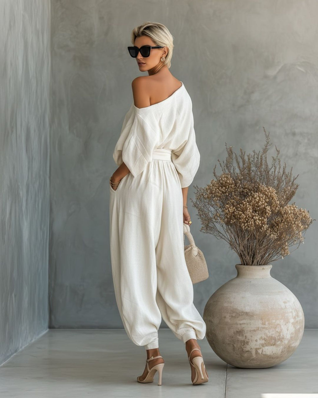 Women's Co-Ord Off Shoulder Set with 3/4 Sleeves