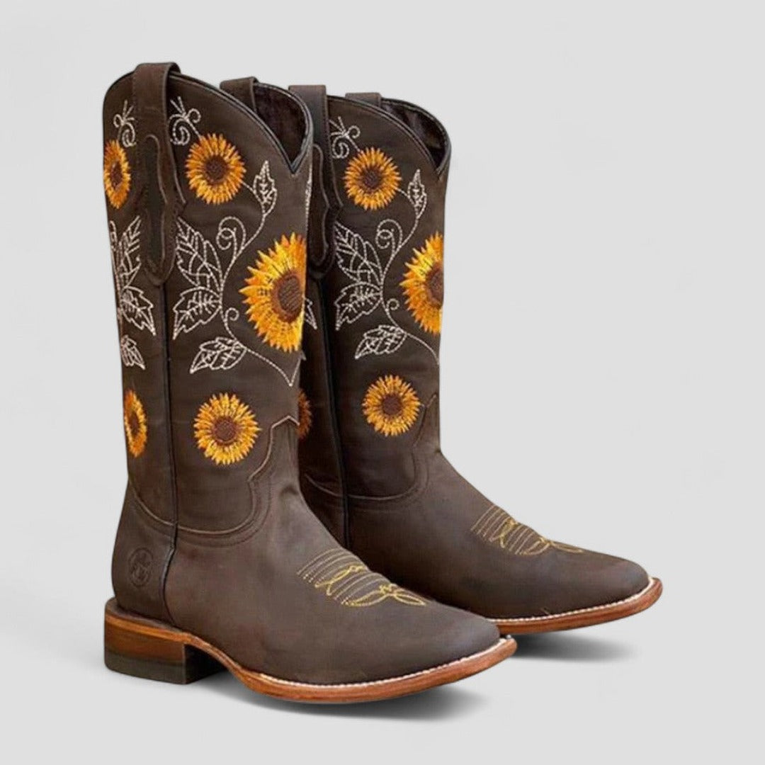 Women's Cowgirl Knee High Boots with Embroidered Detail
