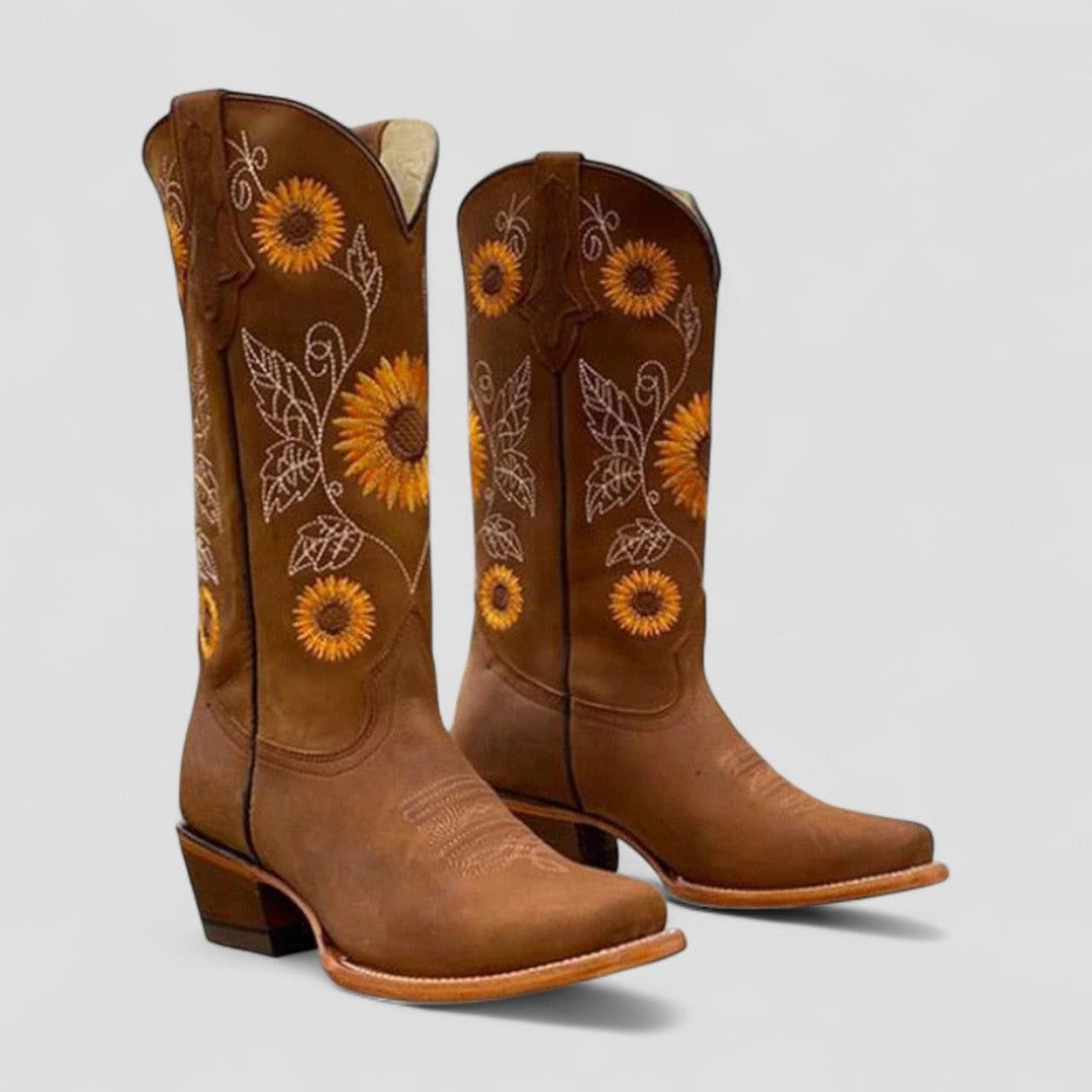 Women's Cowgirl Knee High Boots with Embroidered Detail