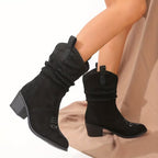 Women's Cowgirl Mid-Calf Boots with Block Heel