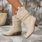 Women's Cowgirl Mid-Calf Boots with Block Heel