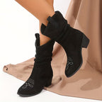 Women's Cowgirl Mid-Calf Boots with Block Heel