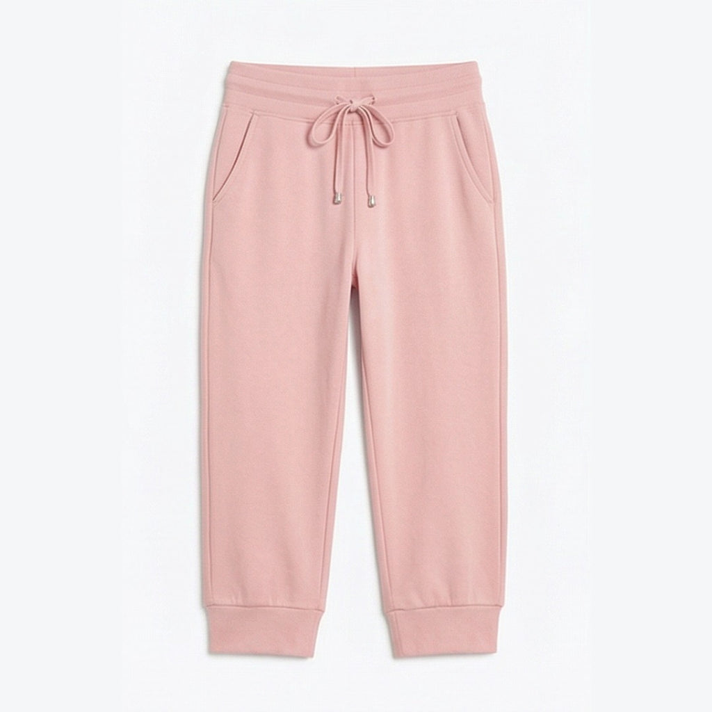 Women's Cropped Joggers with High Waist and Pockets