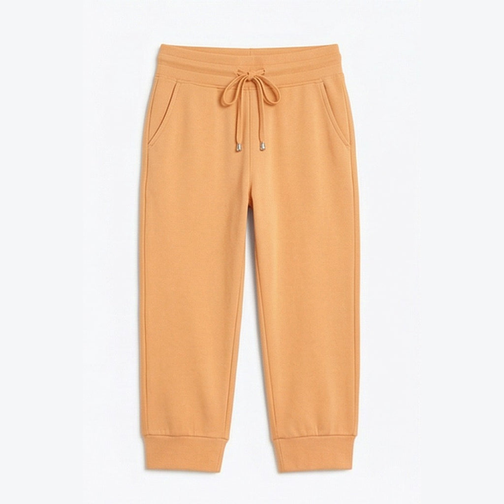 Women's Cropped Joggers with High Waist and Pockets