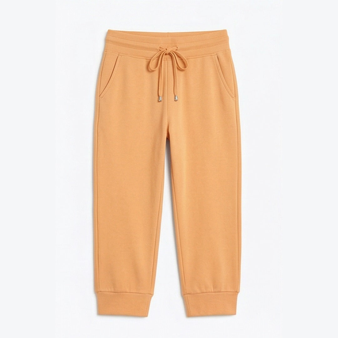 Women's Cropped Joggers with High Waist and Pockets