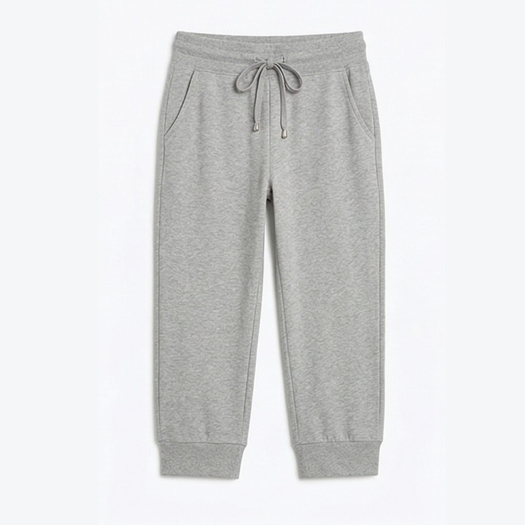 Women's Cropped Joggers with High Waist and Pockets