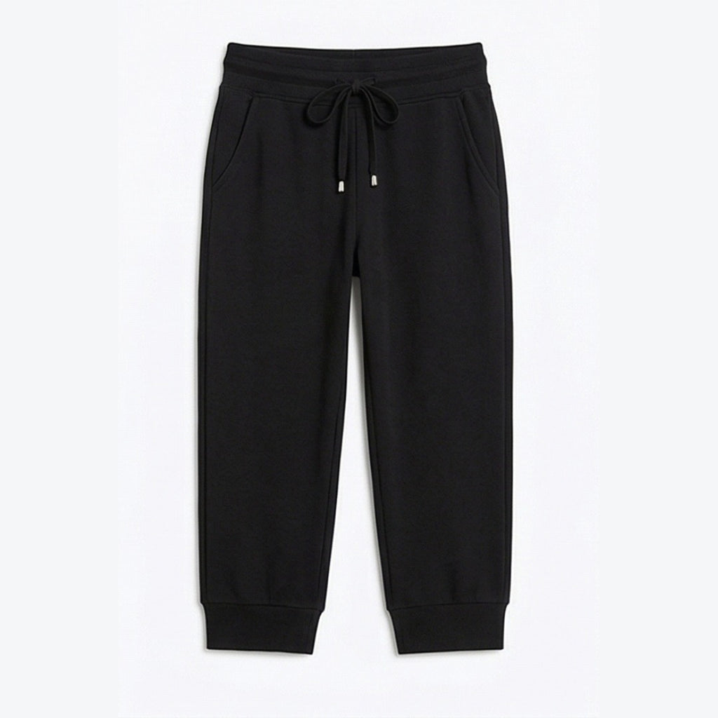 Women's Cropped Joggers with High Waist and Pockets