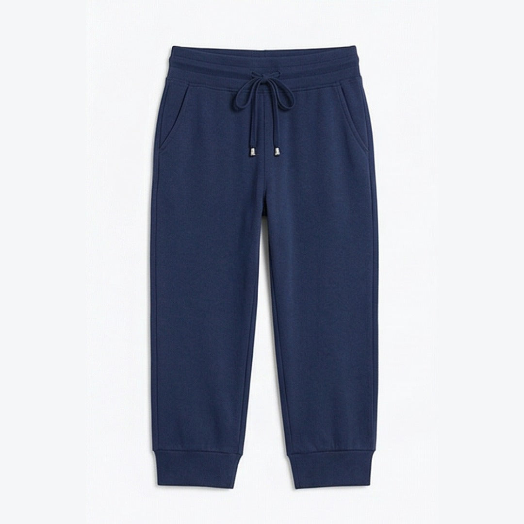 Women's Cropped Joggers with High Waist and Pockets